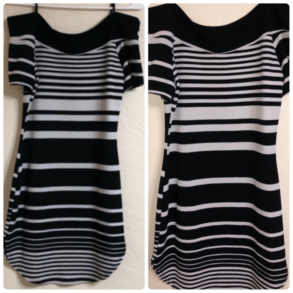 Black and White Off-Shoulder Dress